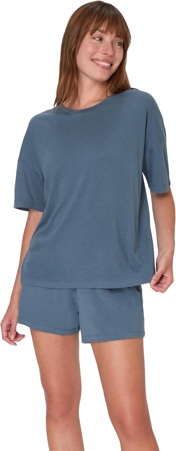 Hanes Women’s 2-Piece Lounge Set – Supersoft Boxy T-Shirt & Sleep Shorts